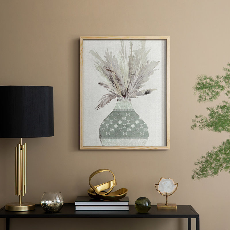 Bandhani Arrangement I, reproduction encadrée - bois massif, Naturel, H 15 po x l 12 po