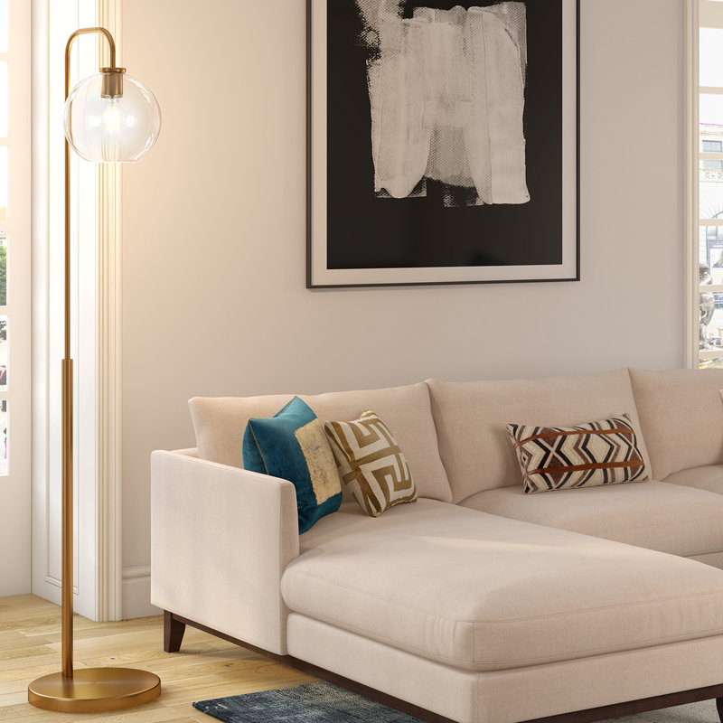 Chaynce 62.5'' Arched Floor Lamp, Blackened Bronze, Clear