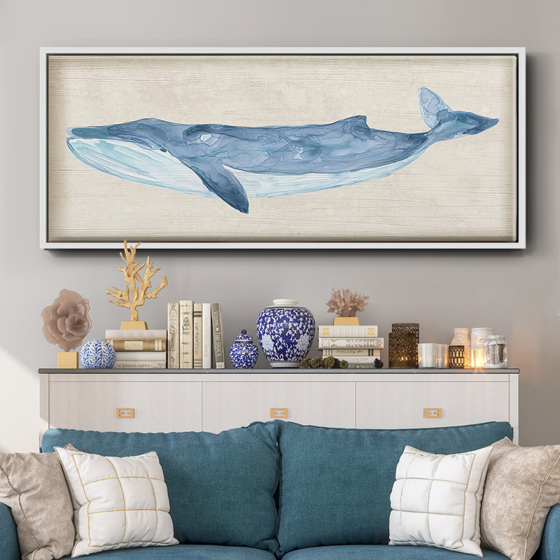 «Rustic Whale II», reproduction sur toile flottante, H 20 po x l 50 po x P 1,5 po, Blanc