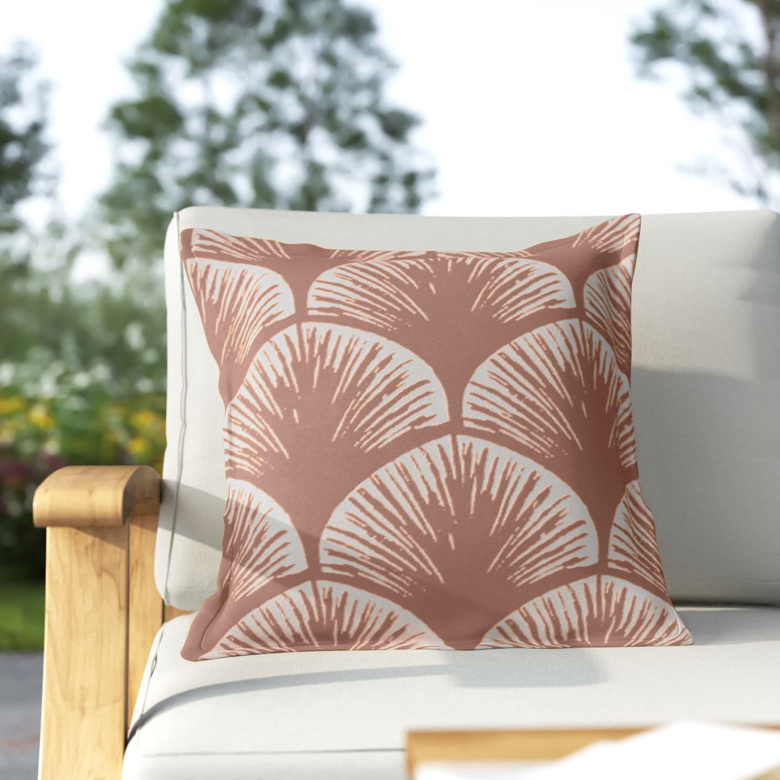 Arielle Cotton Throw Pillow, 18'' H x 18'' W, Coral Geometric 1