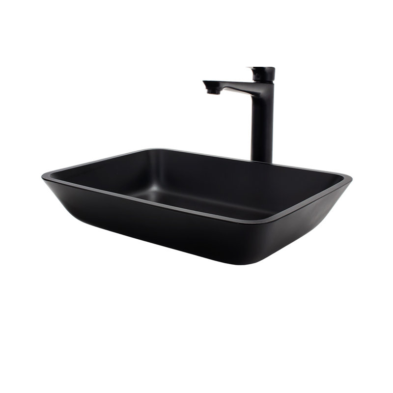 Lavabo de salle de bain rectangulaire en verre trempé de 4,3 po de hauteur Udine