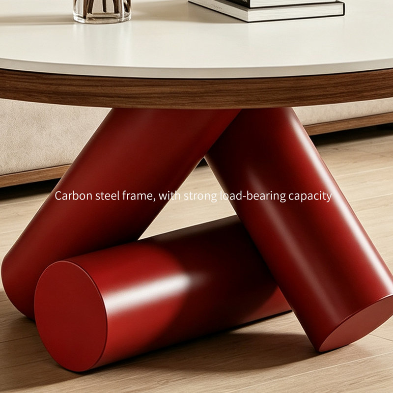 Table basse légère de luxe avec support en acier au carbone, White, Red