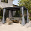 Pergola à auvent noir avec rideaux d'intimité et moustiquaire FLISE 10 pi x 12 pi-133410853-133410854