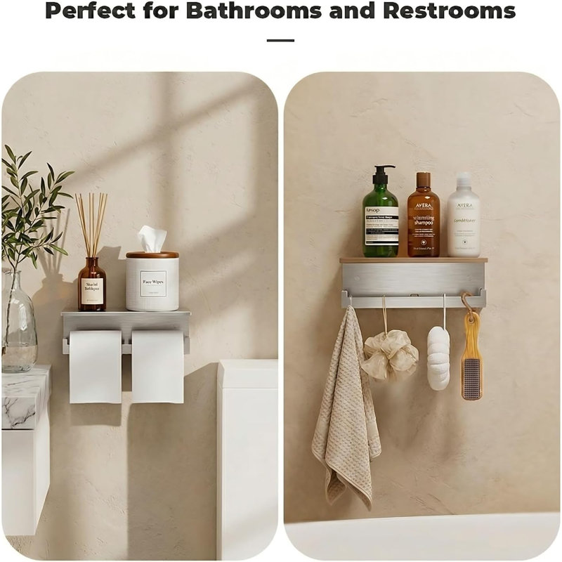 Double porte-papier hygiénique avec tablette
