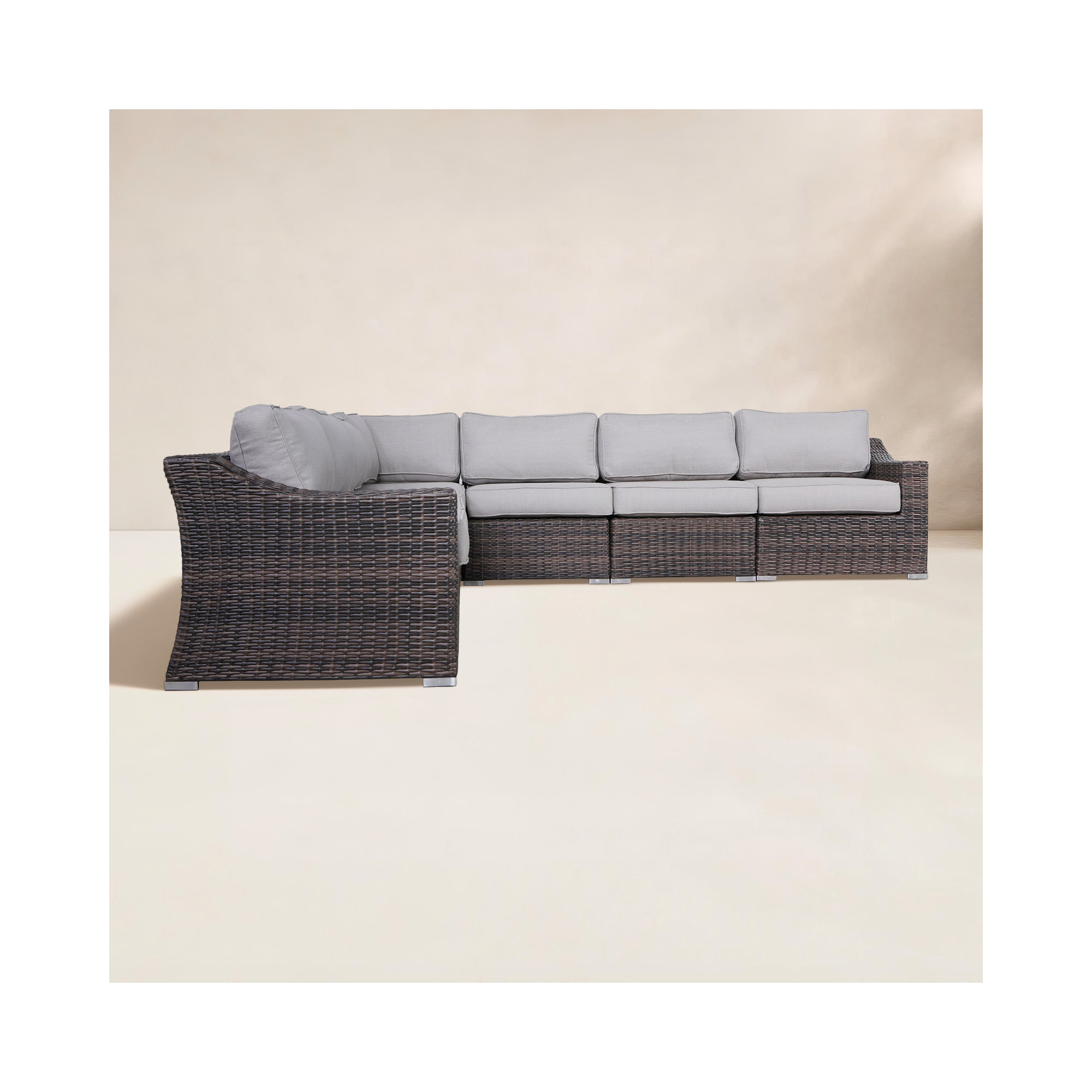 Saffi Wicker Fully Assembled 6 - Person Seating Group with Cushions, Brown