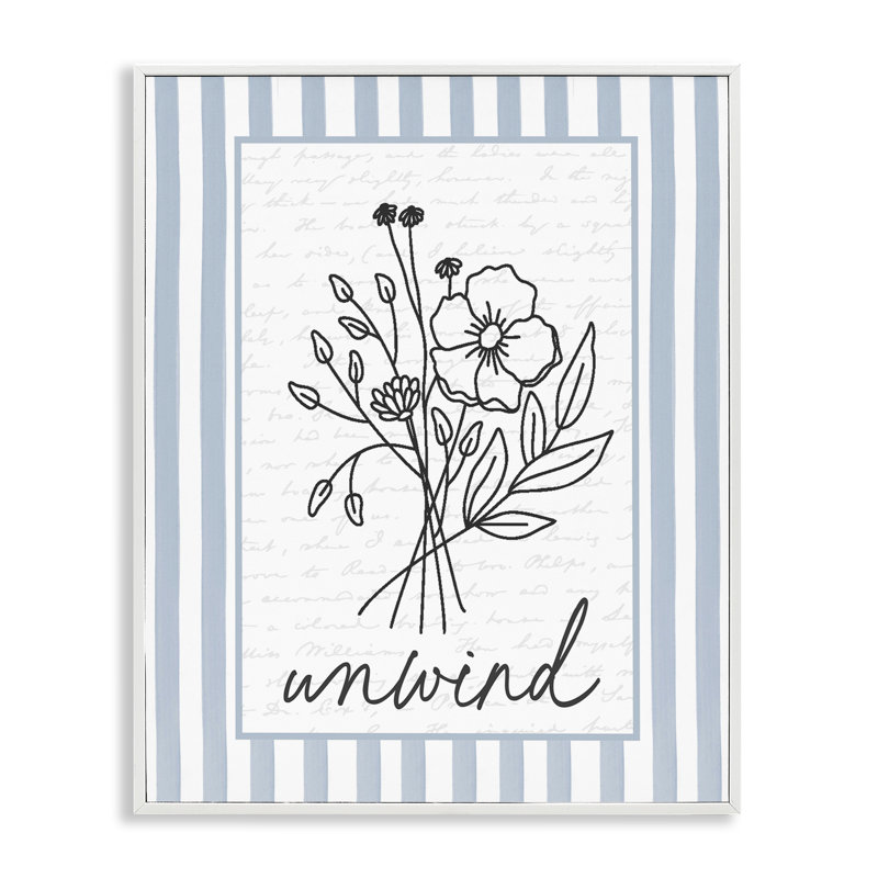 Giclée encadrée «Unwind Striped Bath Flowers», par Lettred and Lined, H 30 po x l 24 po