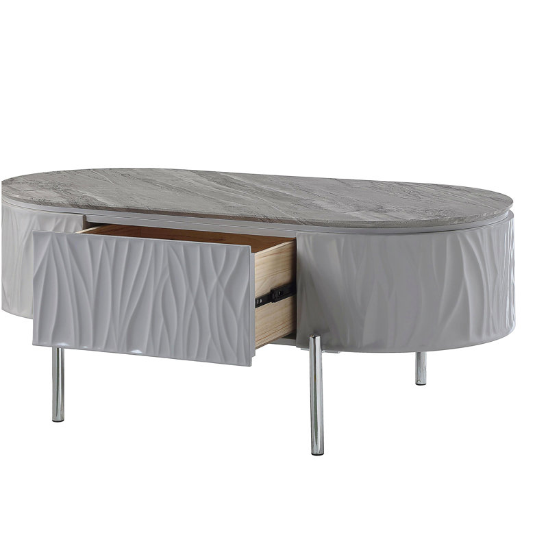 Gray High Gloss and Chrome Coffee Table