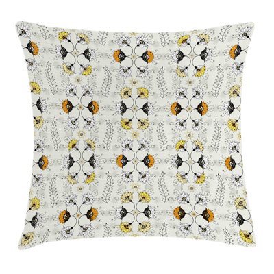 Indian Paisley Style Flowers Square Pillow Cover