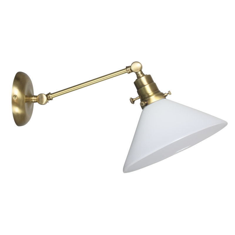 Plug-in Swing Arm Sconce, Antique Brass, White