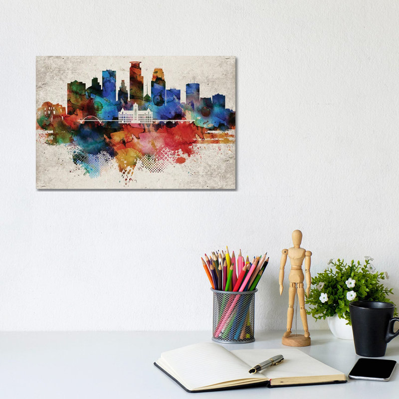 Minneapolis Abstract - Wrapped Canvas Print, 20.32cm H x 30.48cm W