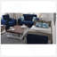 Causeuse convertible rembourrée avec rangement, microfibre bleue-1761574477