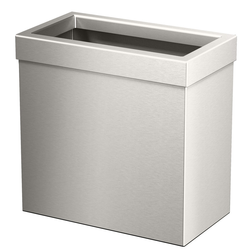 Couvercle de poubelle rectangulaire ouvert 3,18 gallons en acier inoxydable Elevate, Nickel satiné