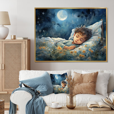 Blue Childity Haven Nursery I - Art mural pour chambre de bébé