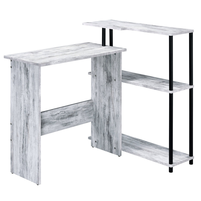 Rectangular Writing Desk With Side Shelf (Not Including Office Chairs), Antique White