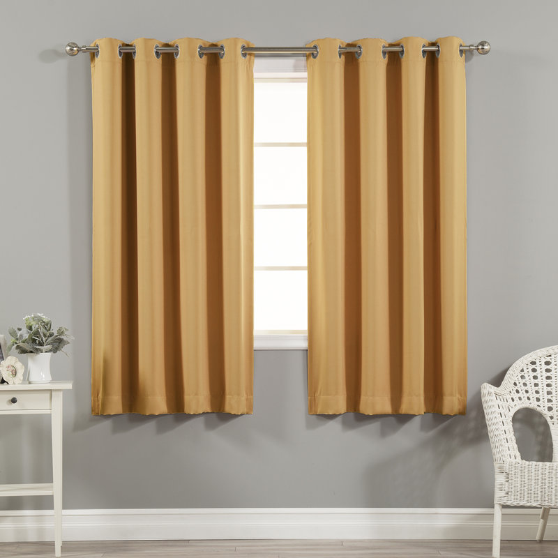 Schaeffer Solid Blackout Thermal Grommet Curtain Panels, Orange, 52" W x 63" L