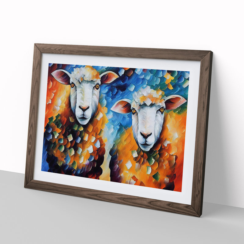 Sheep Vol.3 Abstract - Framed Print, 46cm H x 64cm W x 2cm D, Walnut