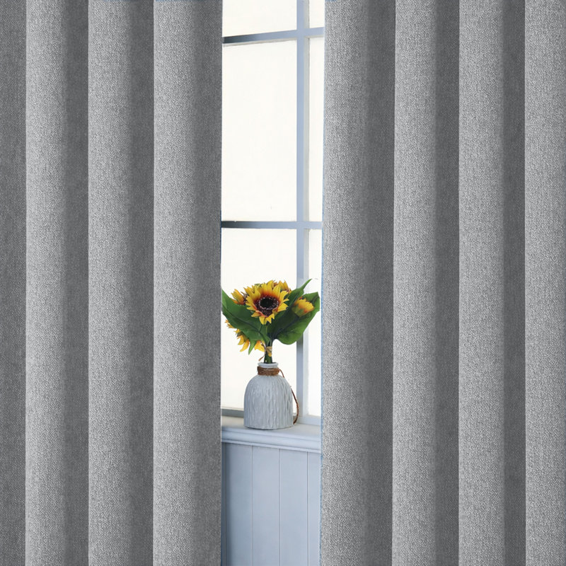 Aspire Homeware Linen 100% Blackout Single Panel Curtain for Complete Light Blocking and Better Sleep, Grey