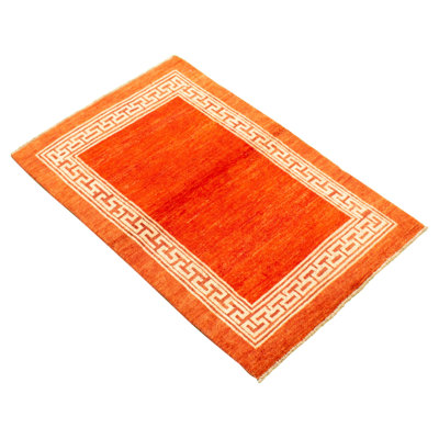 Tapis intérieur en cuivre foncé/ivoire 4 pi 1 po x 6 pi 1 po one-of-kind à la main-noué la 1980 Murraysville