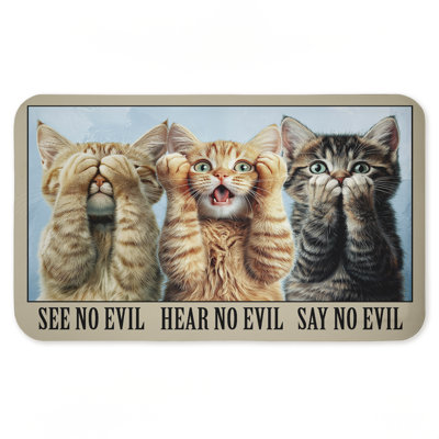 Tapis de sol anti-fatigue imprimé See See Evil Cats Trio, par Jim Baldwin, 30 po x 18 po