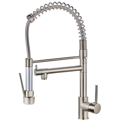 Contemporary Kitchen Sink Faucet, Pull Down , Brushed Nickel, Single Handle, Ceramic Filled Faucet With Out Brass, Hot And Cold Option