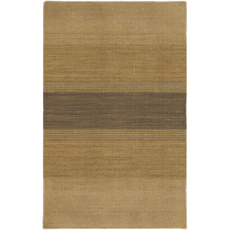 Tapis d'intérieur en laine tissé à plat Marshayla, rayé or et marron, 7 pi 9 po x 10 pi 6 po