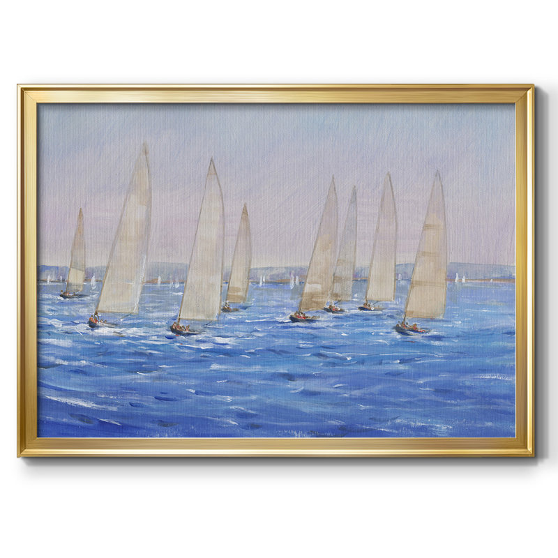 " Sailing Event II ", 26" H x 38" W x 1.5" D, Gold