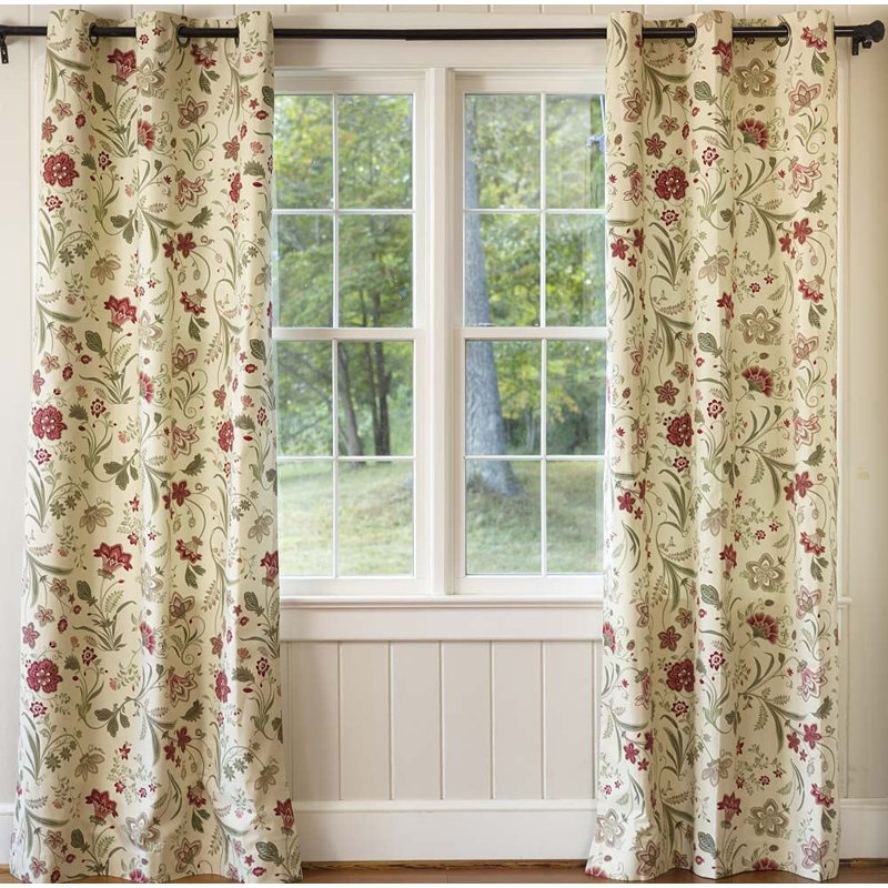 Room Darkening Curtain, Beige/Burgundy, 40" W x 72" L