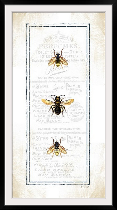 Bees par Jennifer Pugh - impression d'art graphique, Cadre noir, H 44 po x l 26 po x P 1 po
