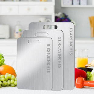 Ensemble de 3 planches à découper 100% titane pur pour la cuisine et l'extérieur