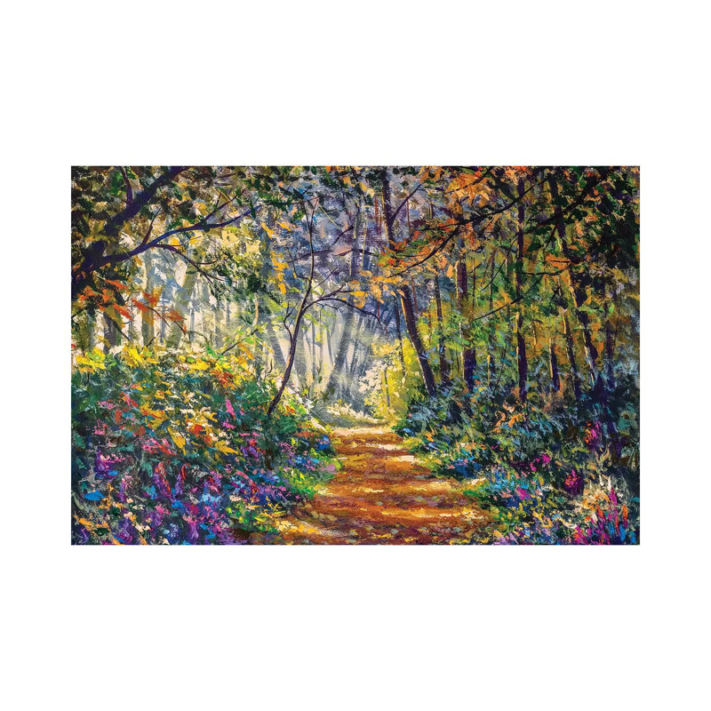 Sunny Footpath Road In Forest Park by Valery Rybakow - Wrapped Canvas Print, 20.32cm H x 30.48cm W x 1.91cm D