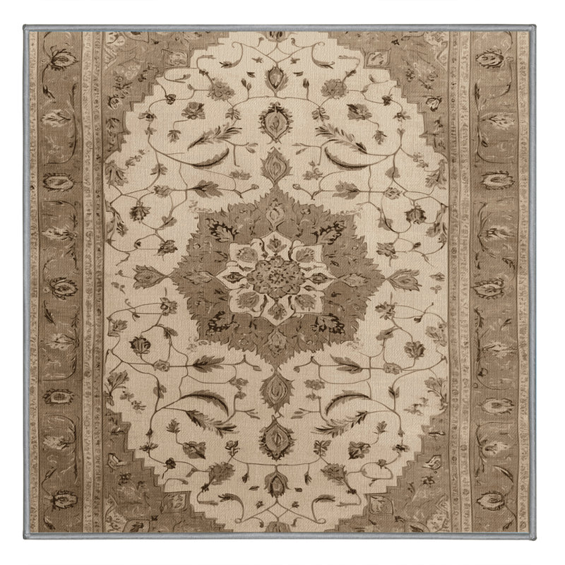 Tapis gris Tabriz lavable à la machine, Carré 6 pi