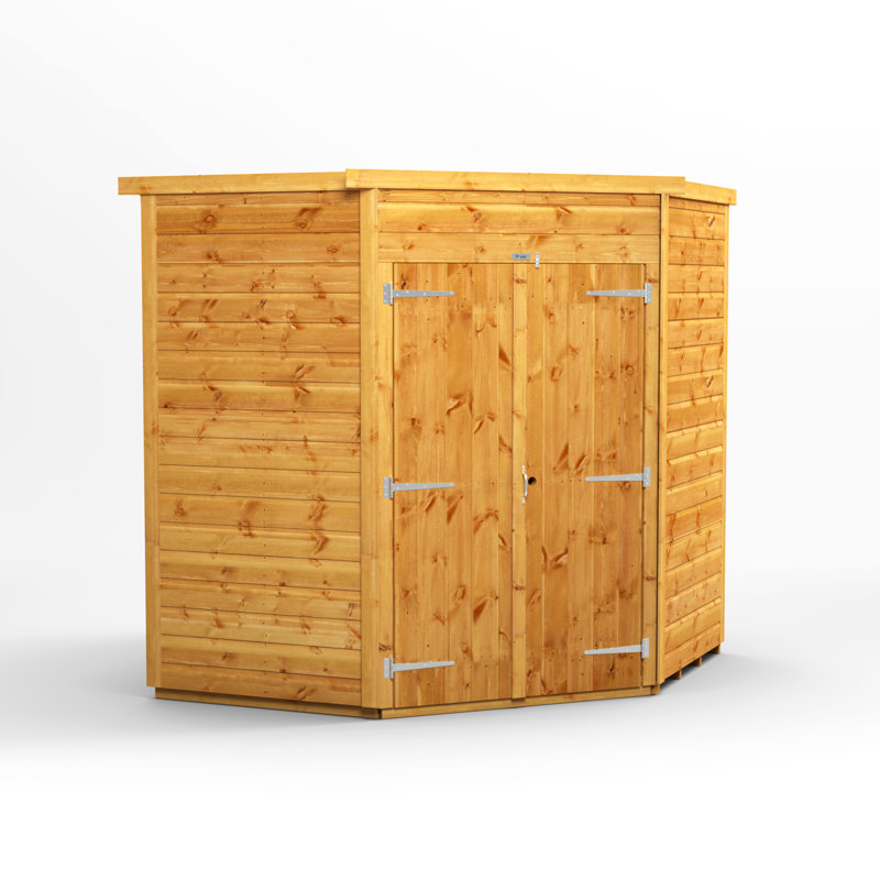 Powersheds 6 x 6ft Timber Tongue & Groove Windowless Corner Shed, Double Doors