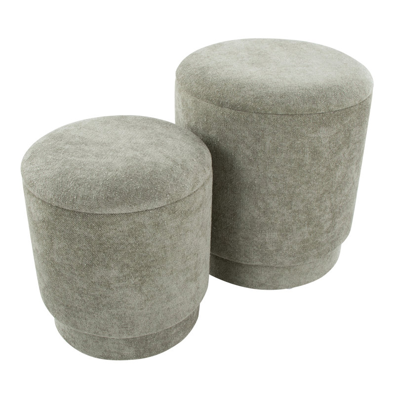 Marla Upholstered Contemporary Ottoman Set, Green