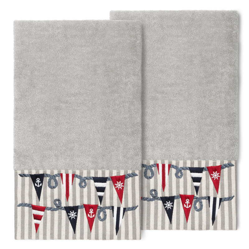 Ensemble de serviettes de bain en coton turc 2 pièces ETHAN, Gris clair