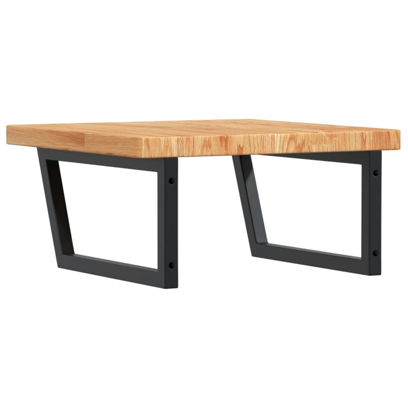Breashia 60cm Solid Wood Bathroom Vanity Top, Oak/Black