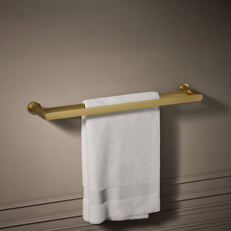 Double barre à serviettes 24 po Avid, Laiton brossé moderne éclatant