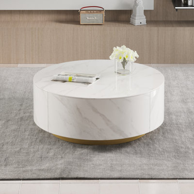 Jahnea Round Coffee Table with Storage, 2 Drawers