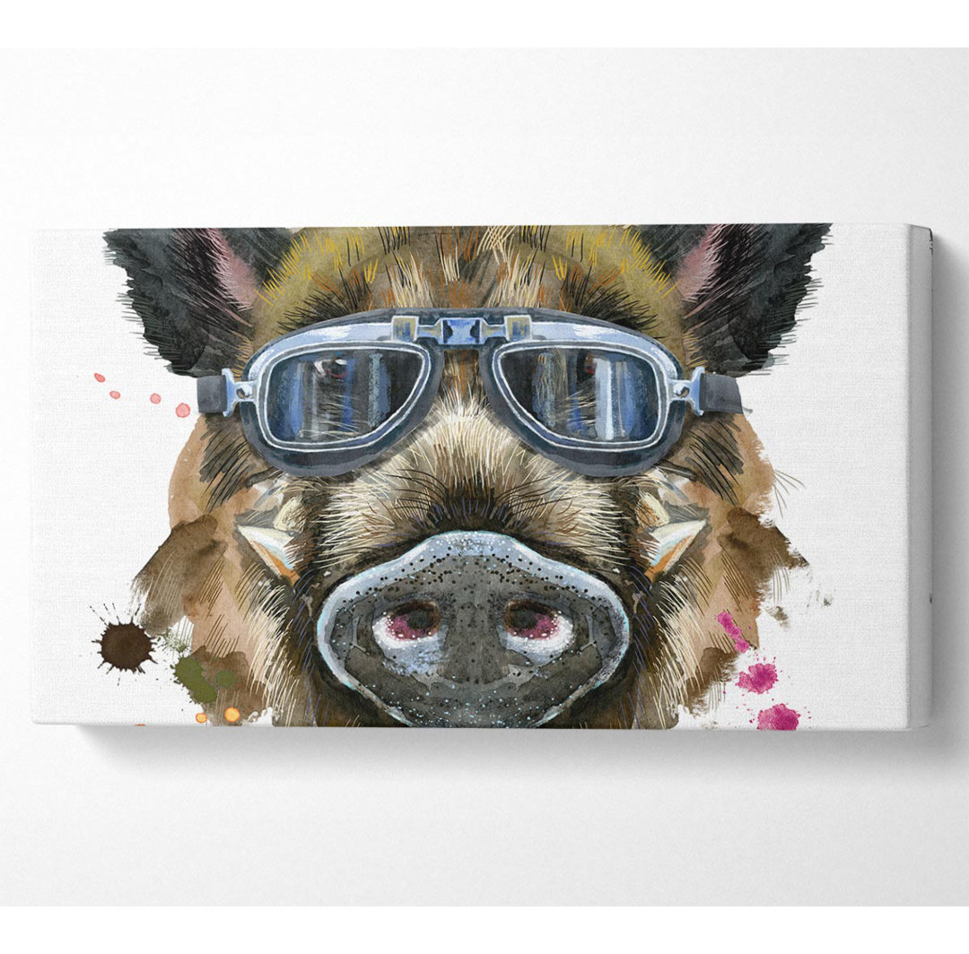 Das Wildschwein mit Brille - Kunstdrucke auf Leinwand - Wrapped Canvas