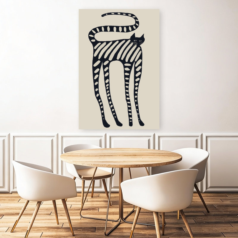 Chat rayé fantaisiste abstrait, art mural moderne