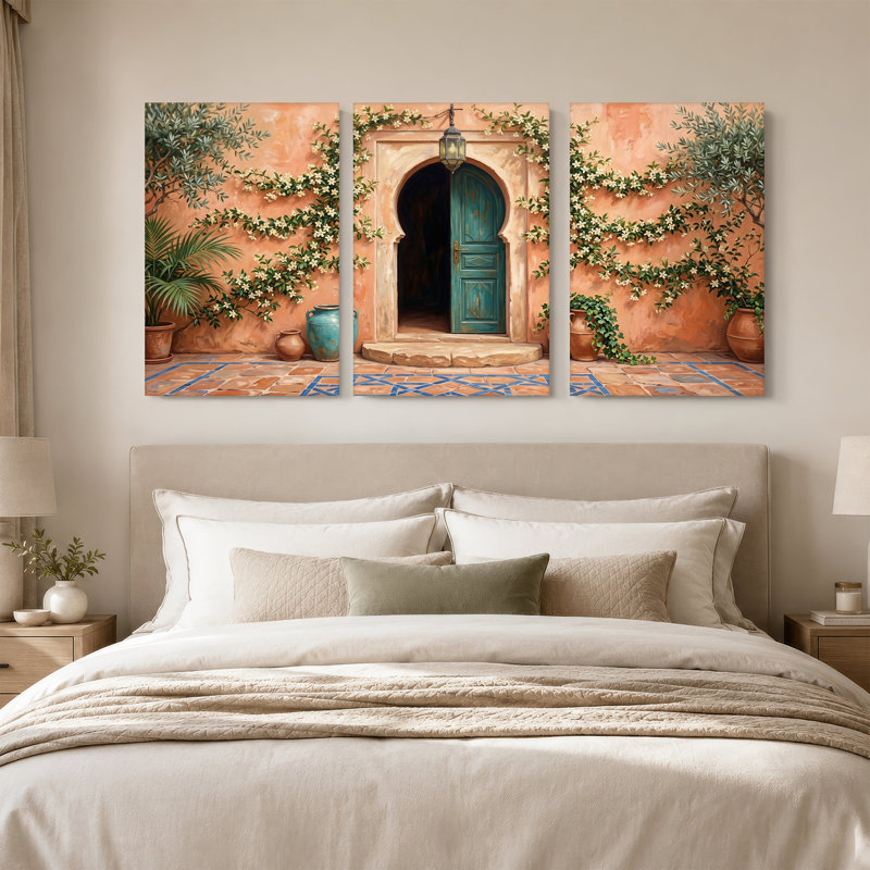 «White Jasmine Vines on Terracotta», ensemble de 3 toiles murales, 24"H x 16"W x 3pcs