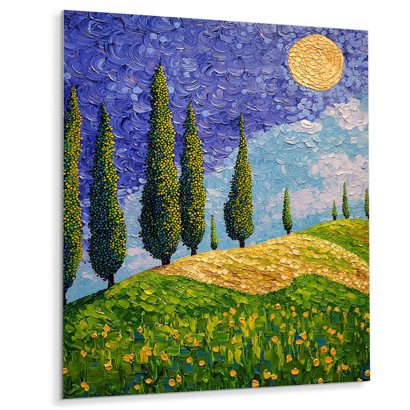 Lilas paysage inspiré par Vincent III - France, impression sur métal, H 32 po x l 16 po