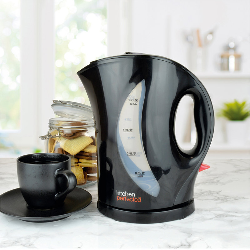 Kitchen Perfected 1.7L Plastic Electric Tea Kettle, Black