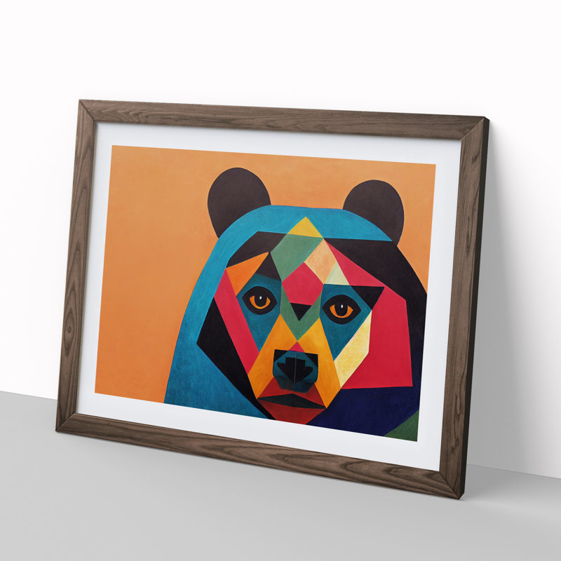 Abstract Bear Vol.2 - Framed Print, 25cm H x 34cm W x 2cm D, Walnut