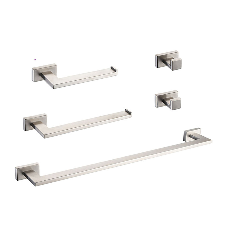 Ryeli 5 - Piece Bathroom Hardware Set, Silver