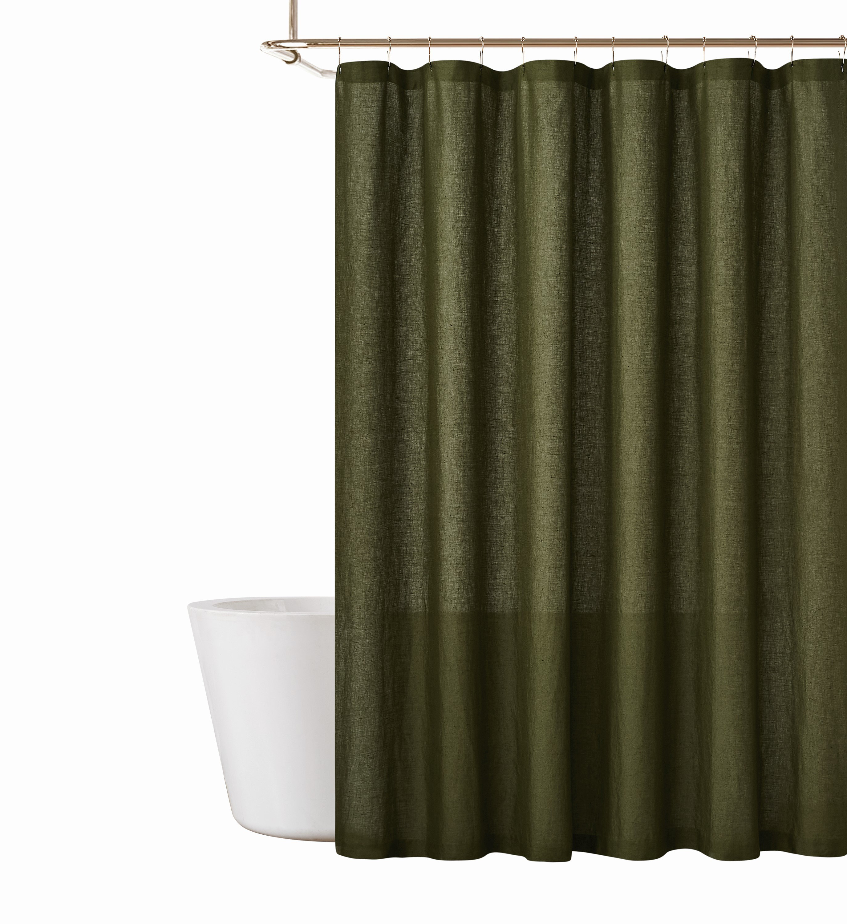 Linen Shower Curtain - Moss Green