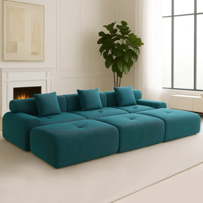 Corduroy Modern Compressed Block Sectional Couch