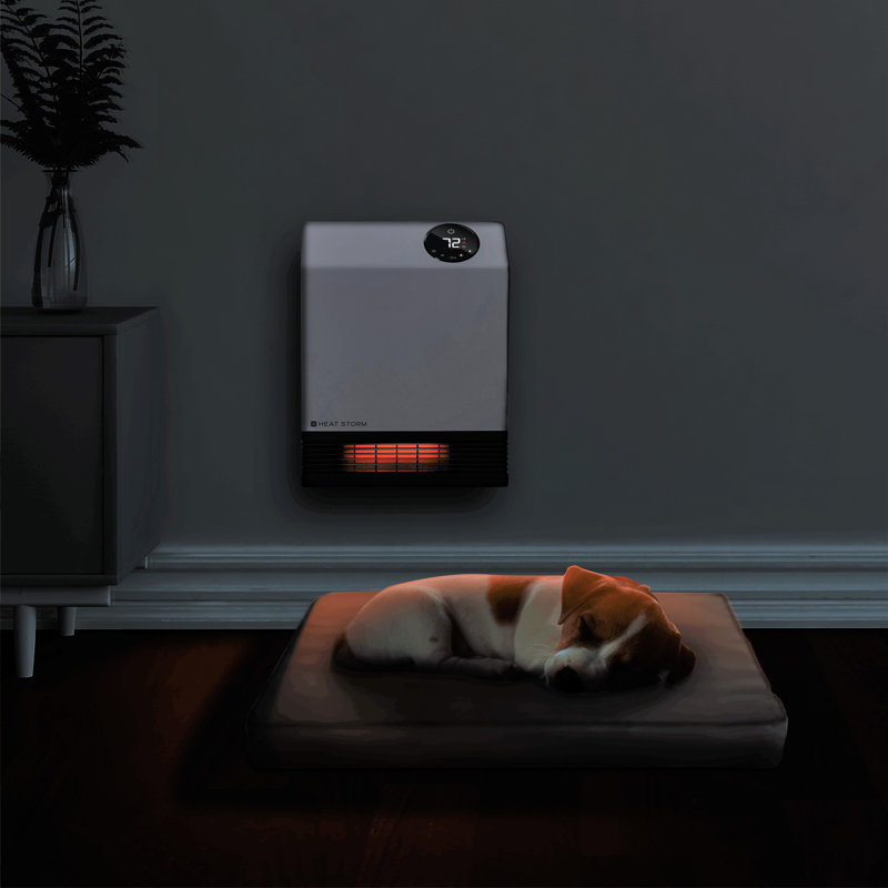 Compact White Infrared Wall-Mounted Heater with Wi-Fi Control