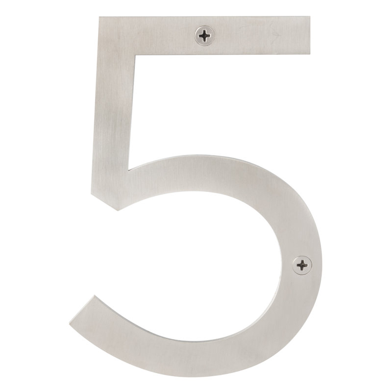 6-Inch Silver Stainless Steel Floating House Number 5