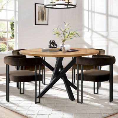 Ensemble de salle à manger pour 4 personnes avec table ronde l 47 po Dulcine et chaises rembourrées en velours
