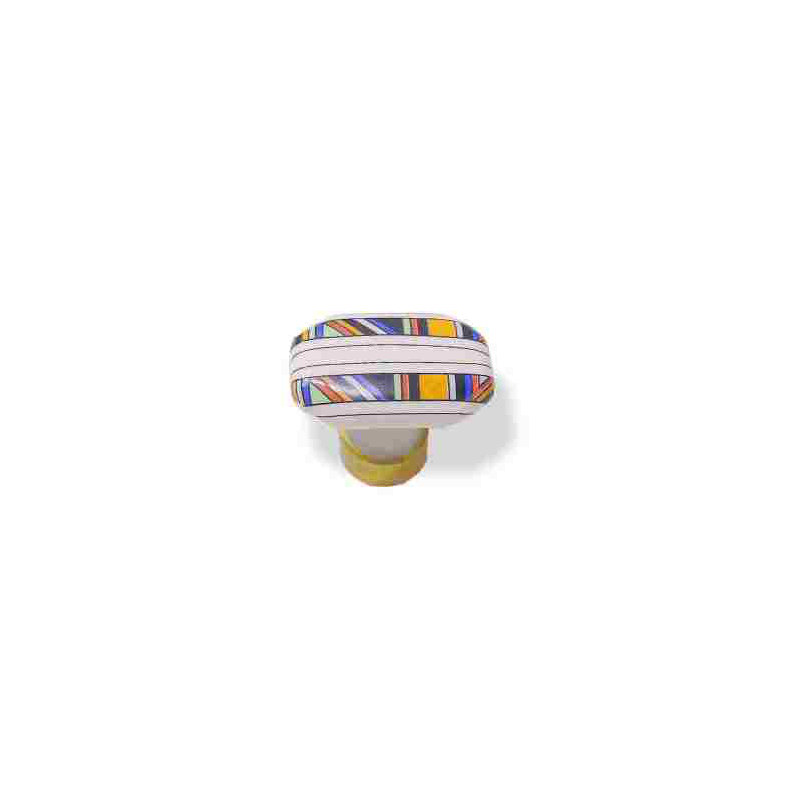 (5 Pack) 1-7/16 inch Geo Art Knob with Brass Base